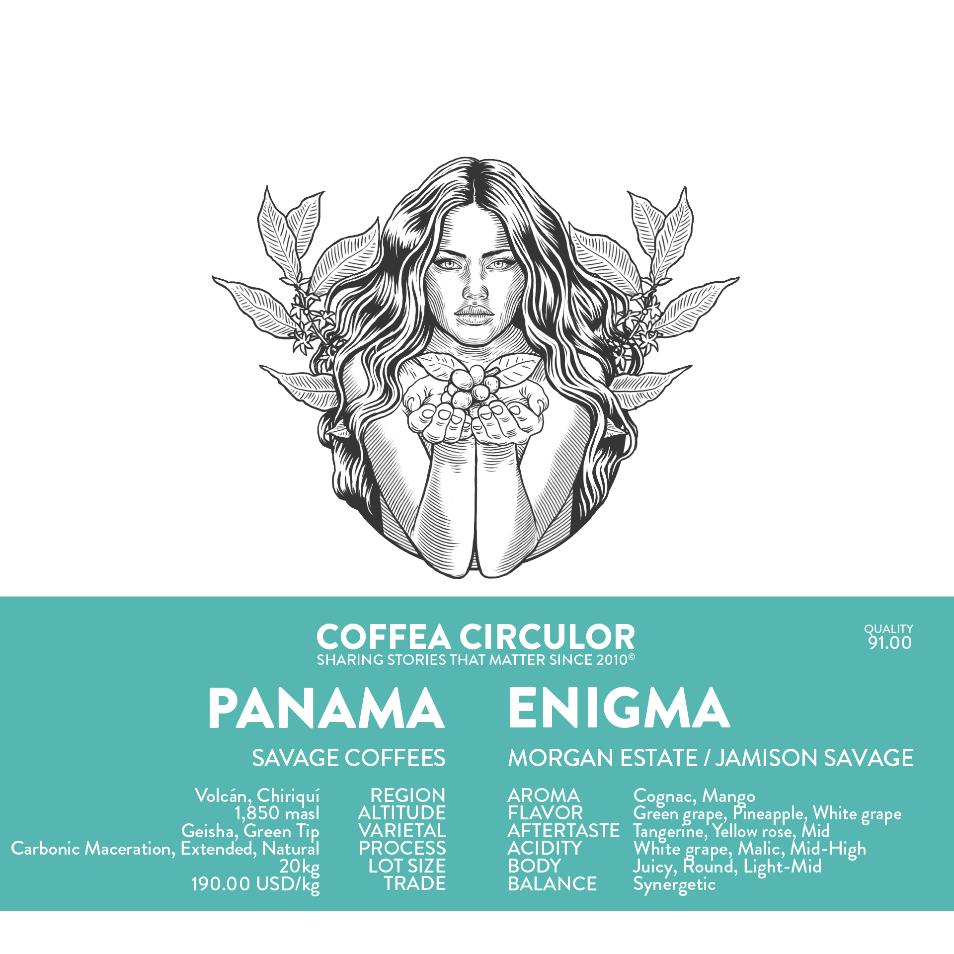 PANAMA Savage Coffees Morgan Estate Enigma Geisha Carbonic Maceration Extended Natural packshot